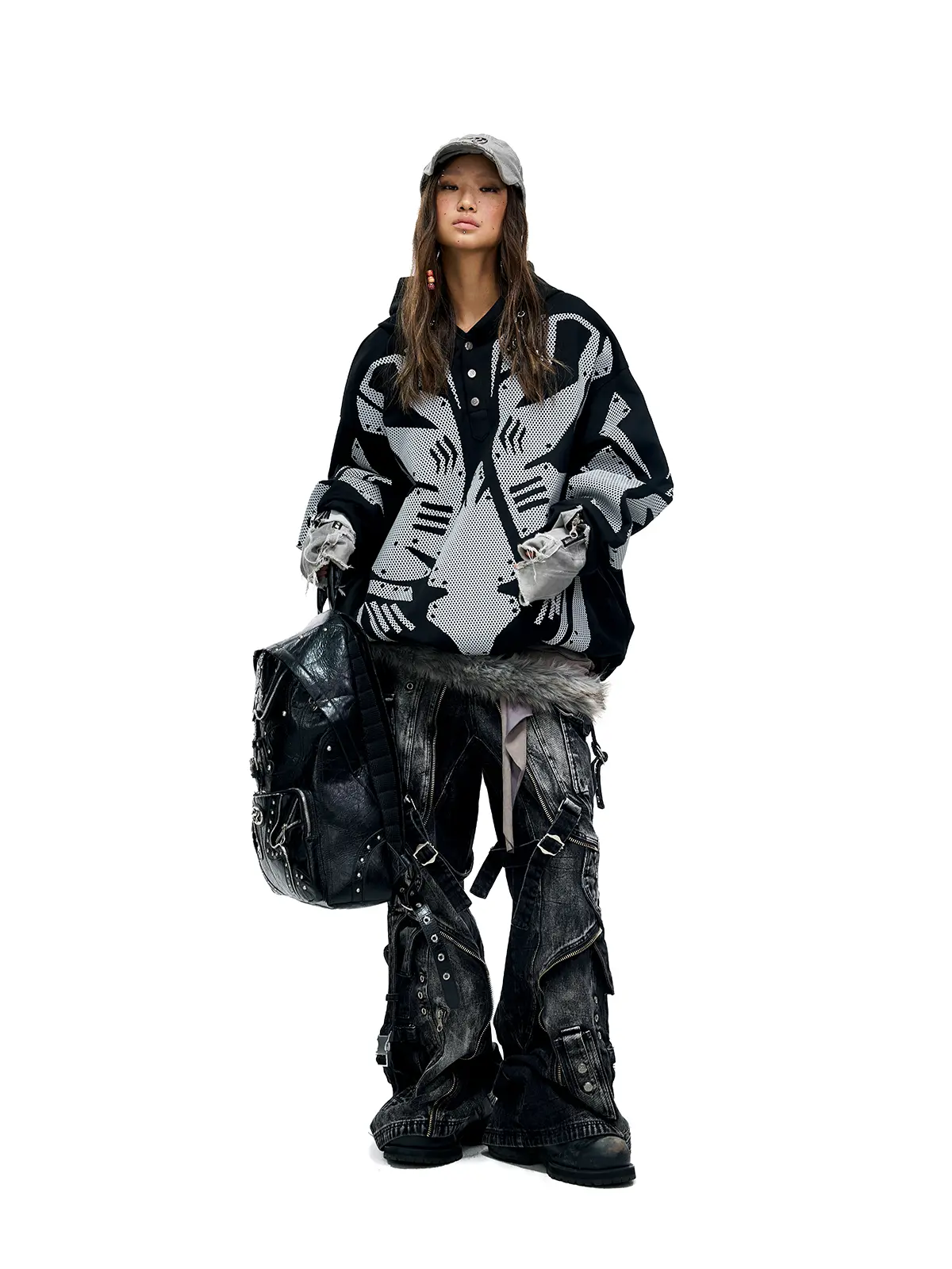 A-Line Baggy Jeans with Hardware Details - Image 11