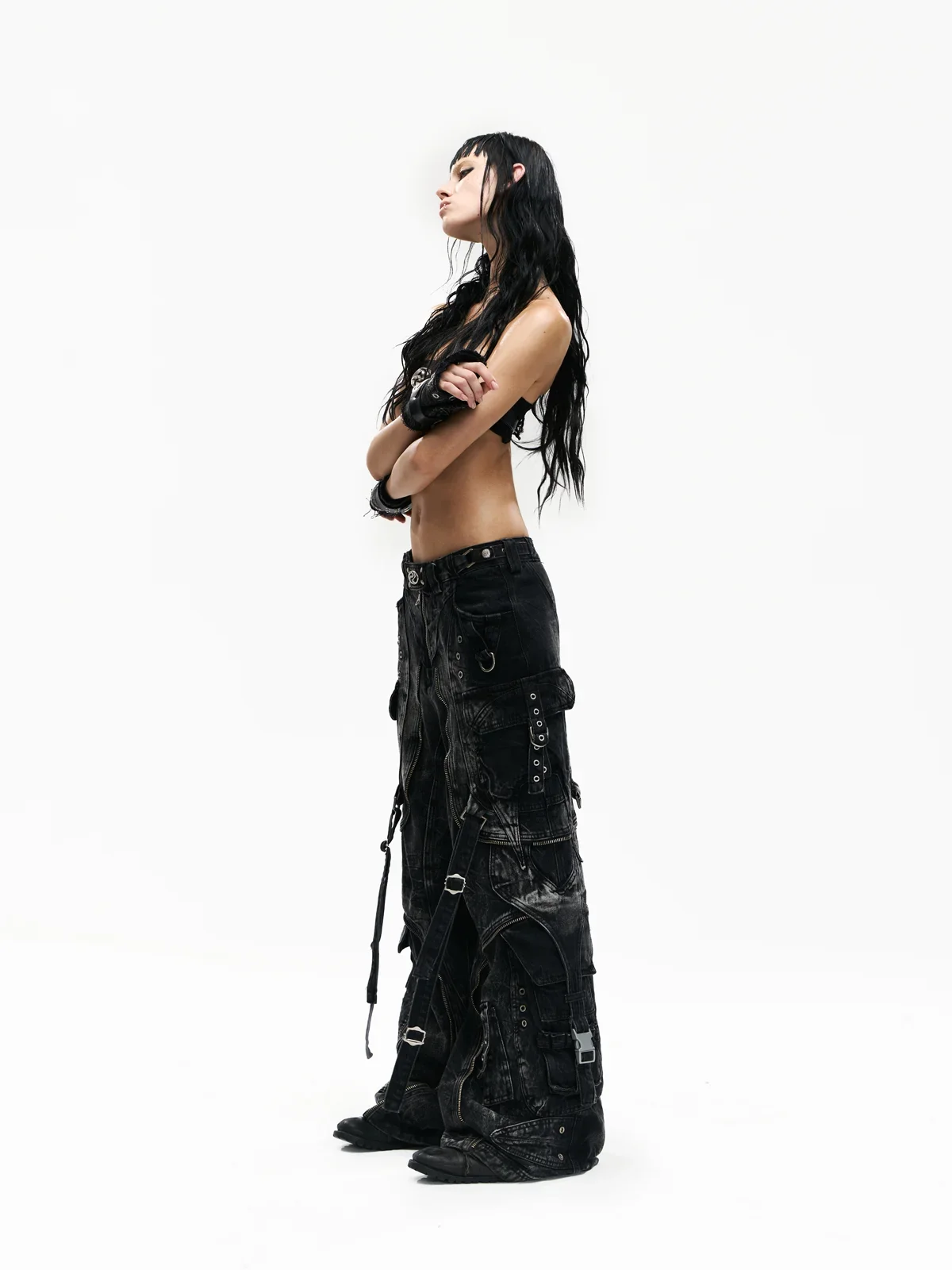 A-Line Baggy Jeans with Hardware Details - Image 9