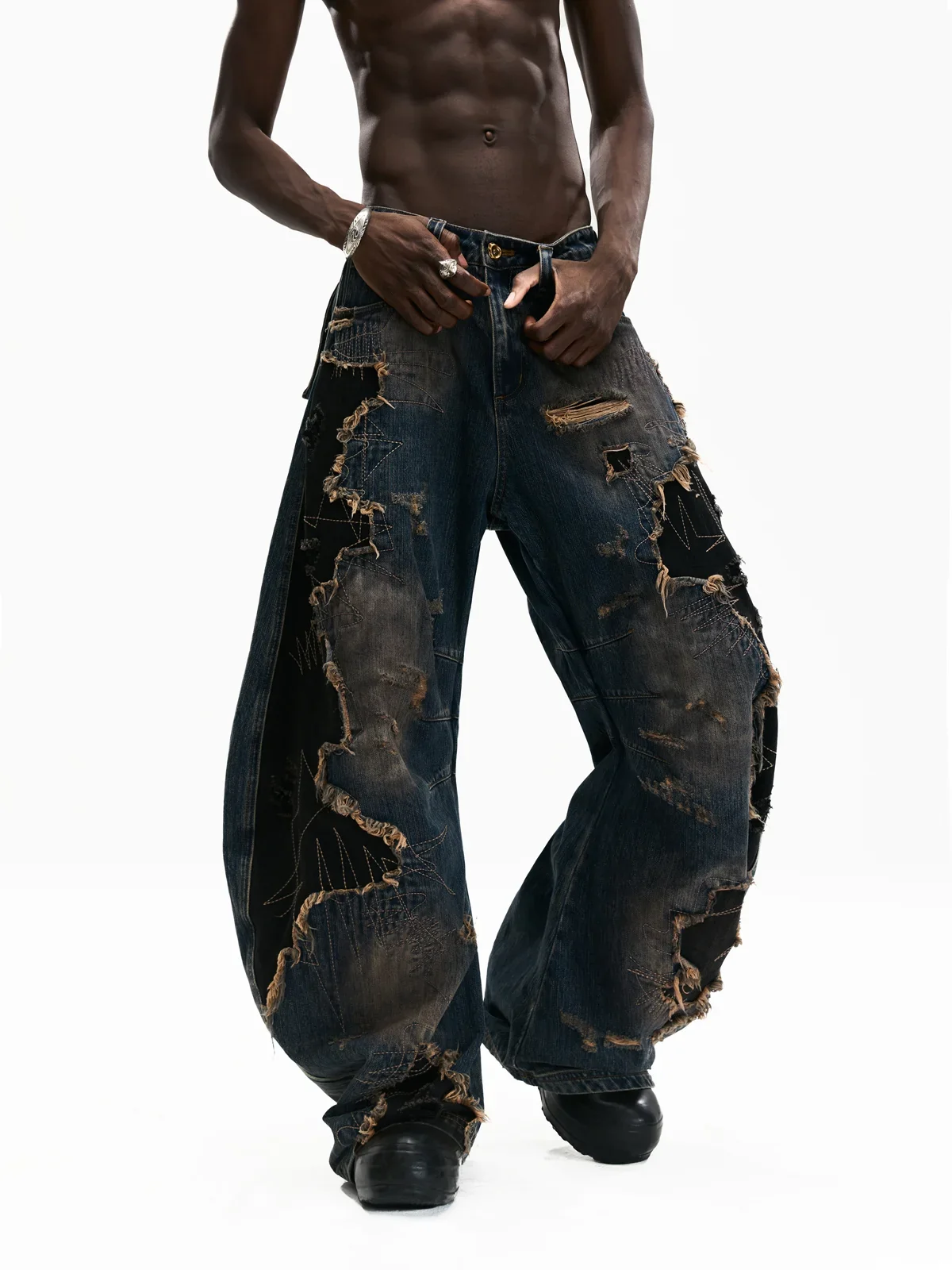 Curved Blade Denim Jeans - Image 2