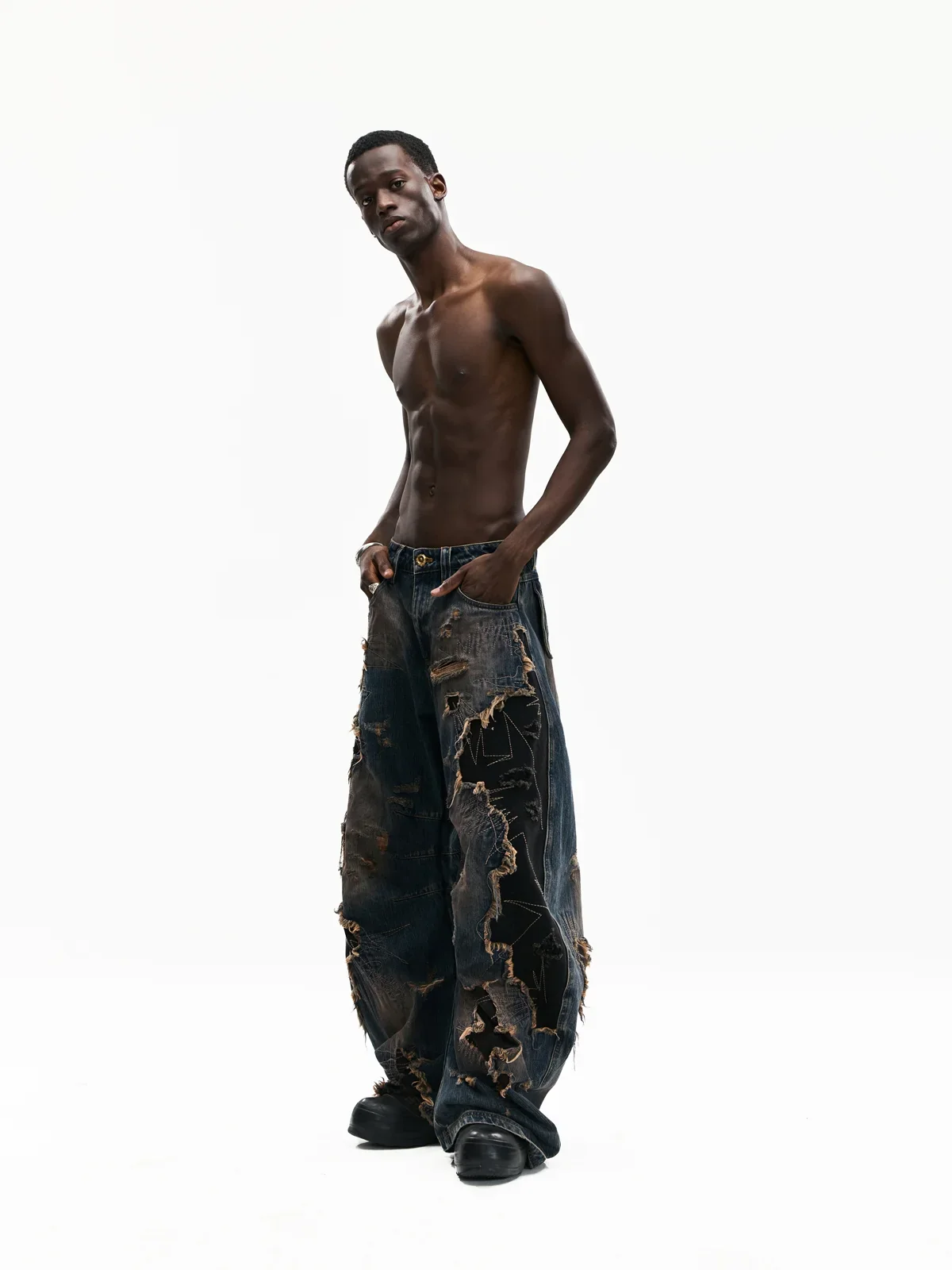 Curved Blade Denim Jeans - Image 7