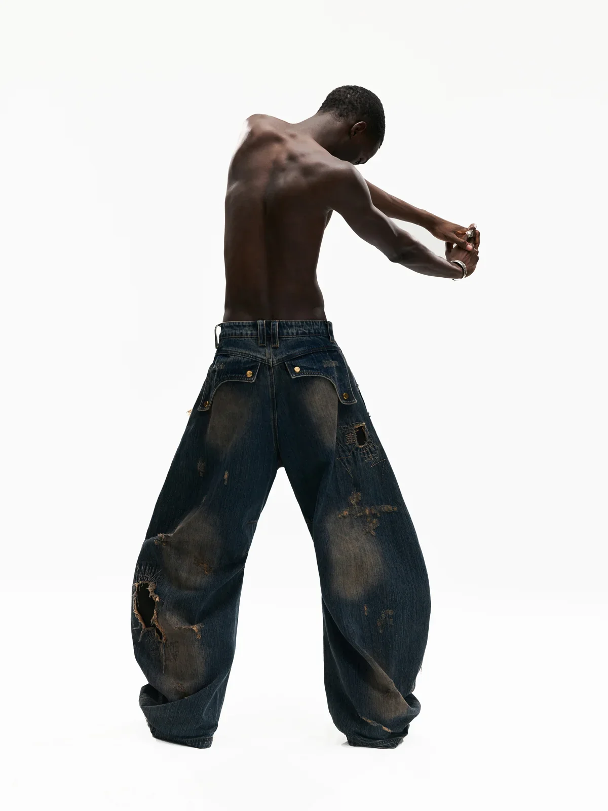 Curved Blade Denim Jeans - Image 9