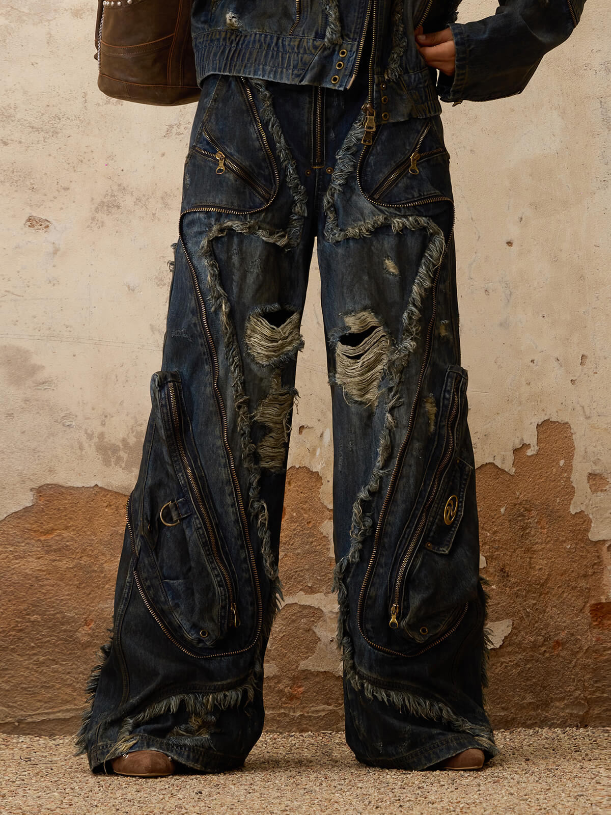 Personsoul Aliens Dirty Ripped Denim Jeans - Image 3