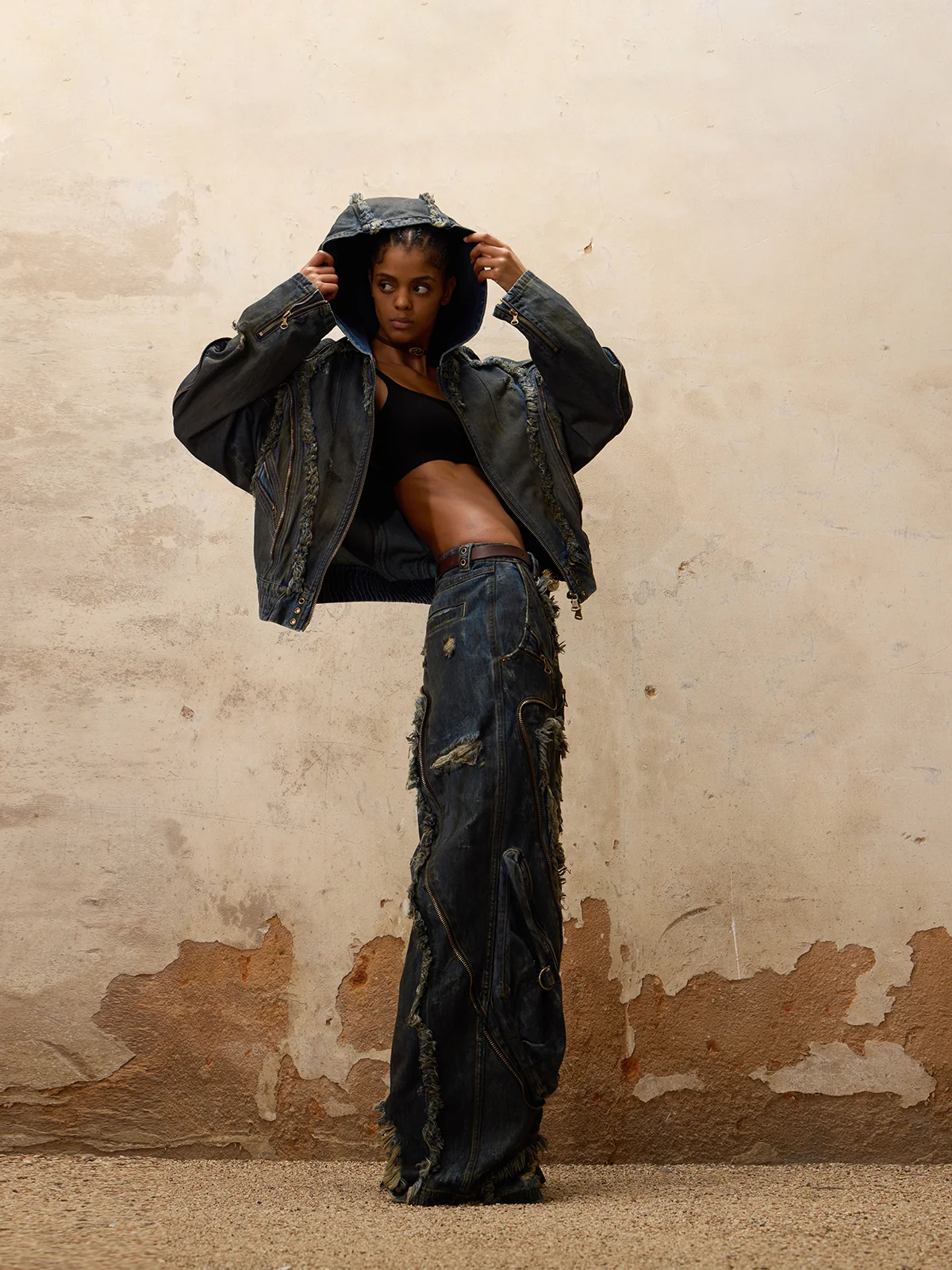 Personsoul Aliens Dirty Ripped Denim Jeans - Image 7