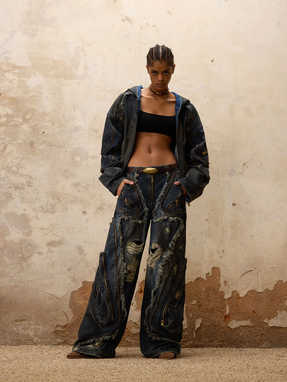 Personsoul Aliens Dirty Ripped Denim Jeans - Image 8