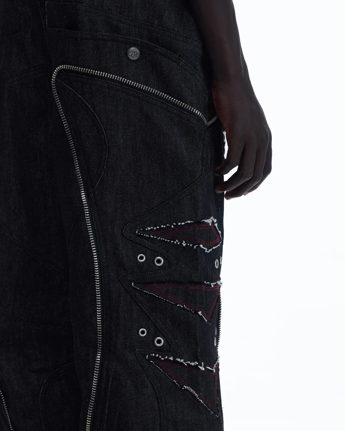 Personsoul Baggy Denim Jeans with Red Contrast Stitch - Image 7