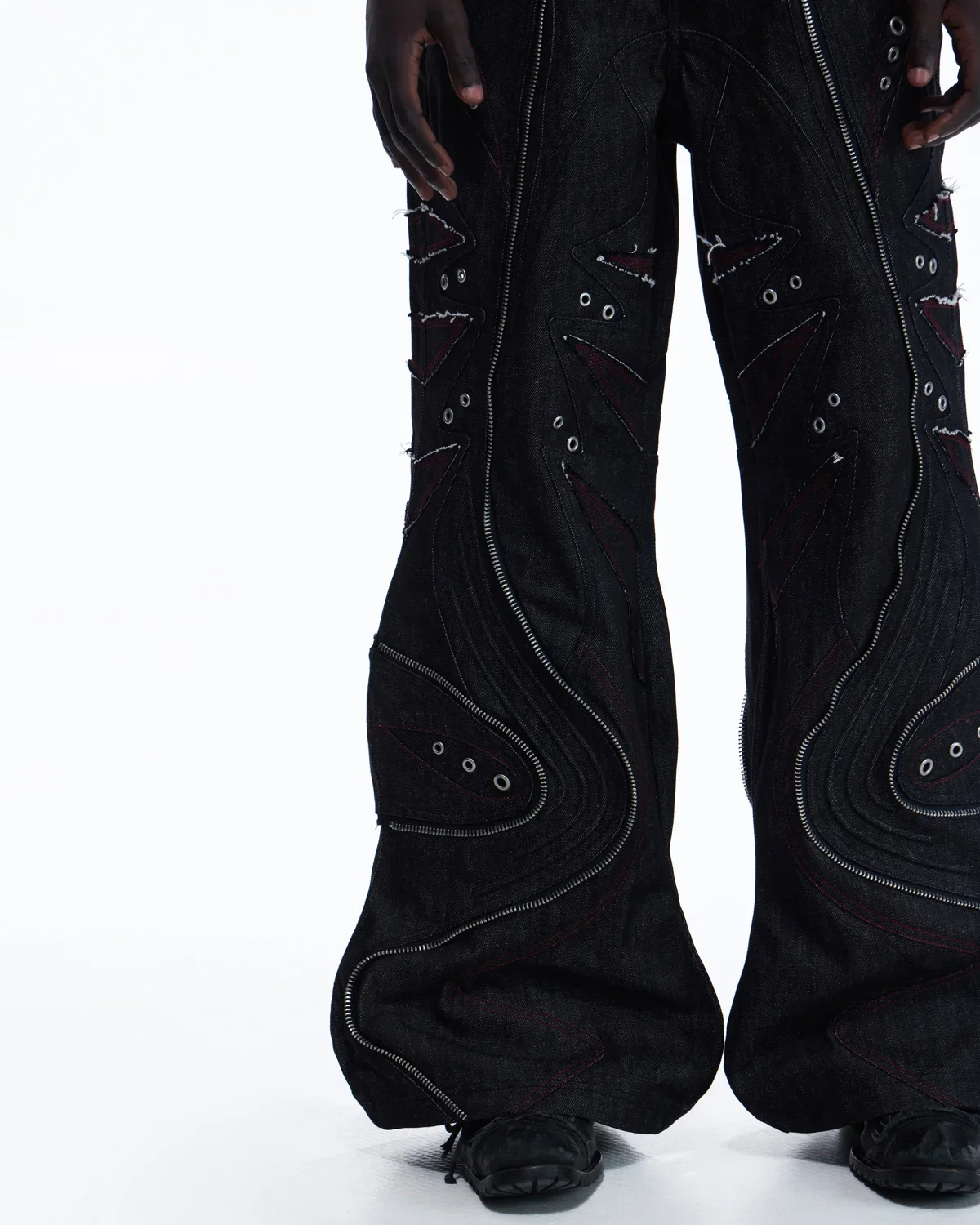 Personsoul Baggy Denim Jeans with Red Contrast Stitch - Image 9