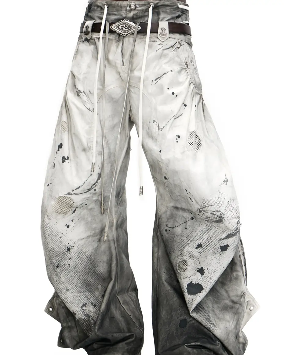 Personsoul Bagua Embroidery Double-Waist Denim Jeans - Image 3
