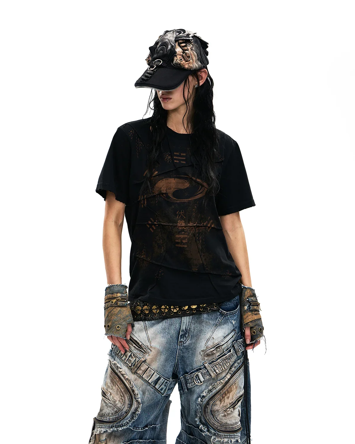 Personsoul Bagua Fuxi Printed T-Shirt Black - Image 4
