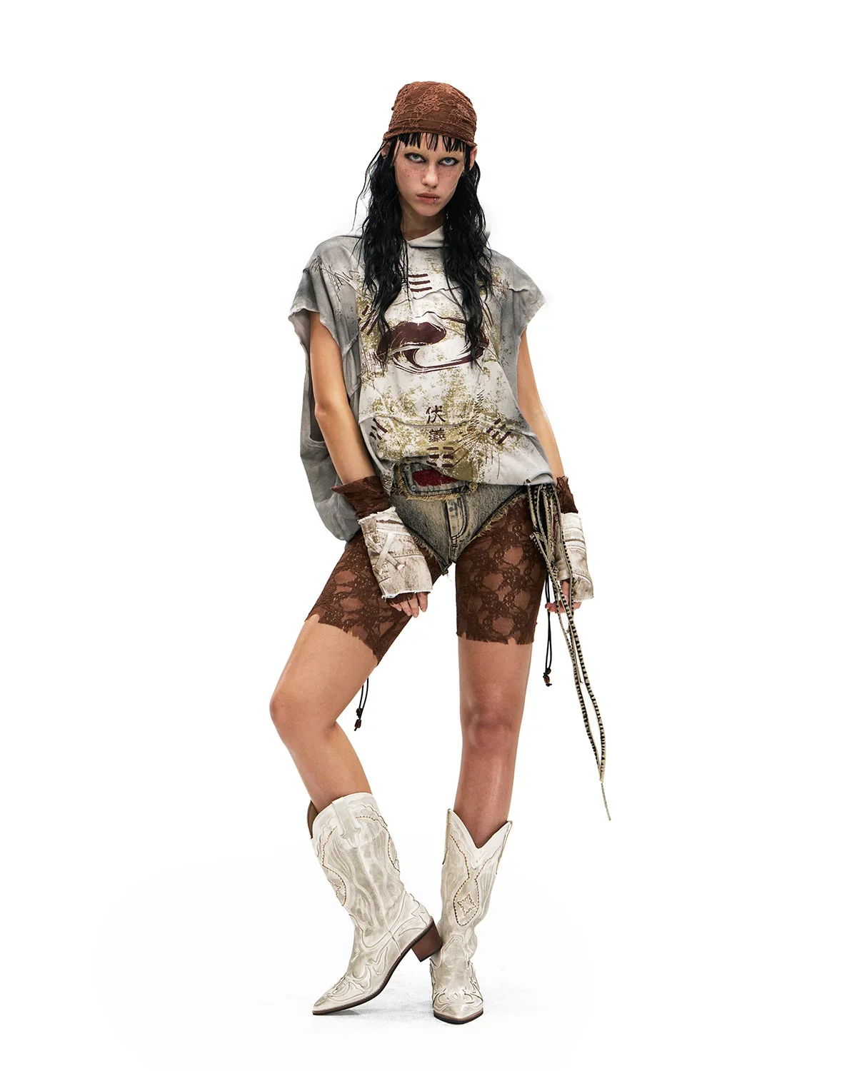 Personsoul Bagua Print Hooded Vest Grey - Image 10