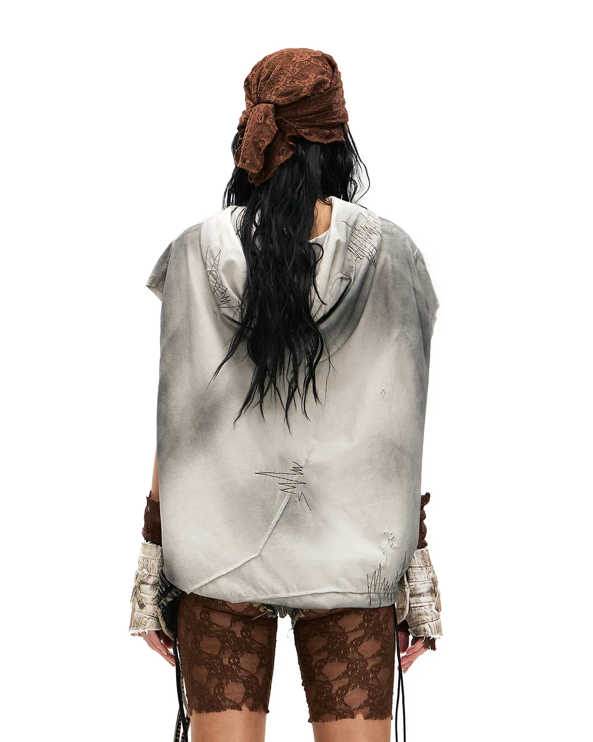 Personsoul Bagua Print Hooded Vest Grey - Image 4