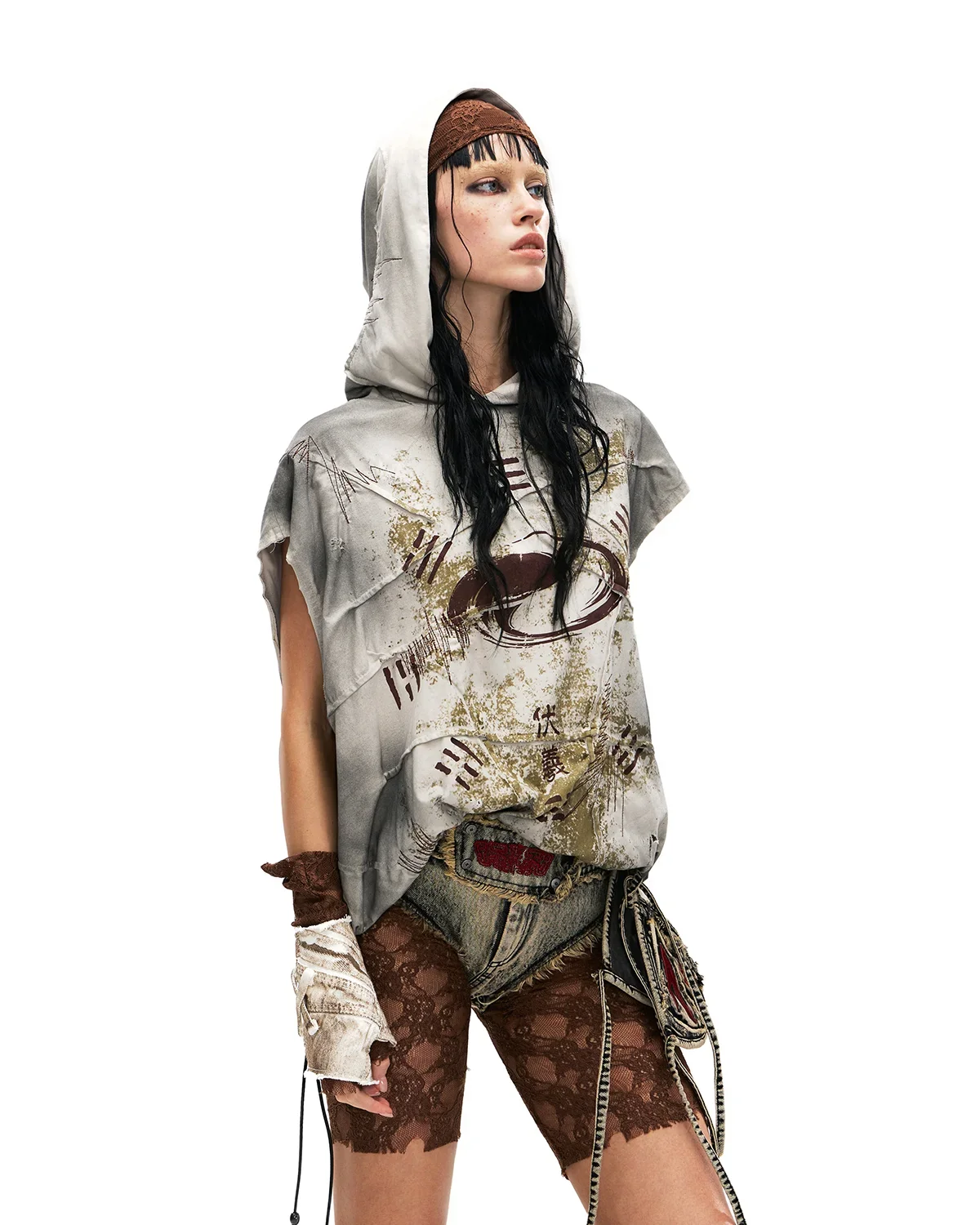 Personsoul Bagua Print Hooded Vest Grey - Image 6
