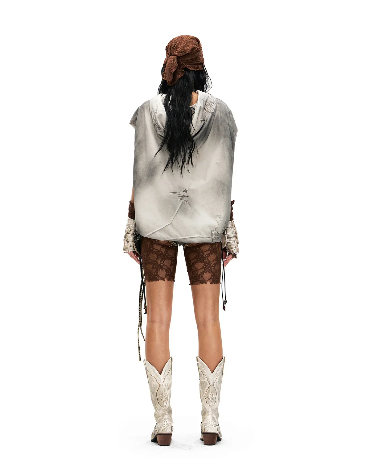 Personsoul Bagua Print Hooded Vest Grey - Image 9