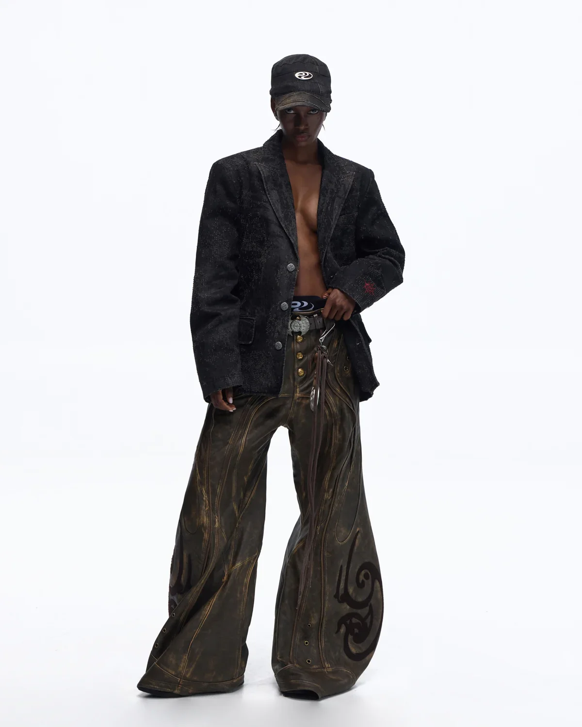 Personsoul Black Laser-Distressed Denim Blazer - Image 10