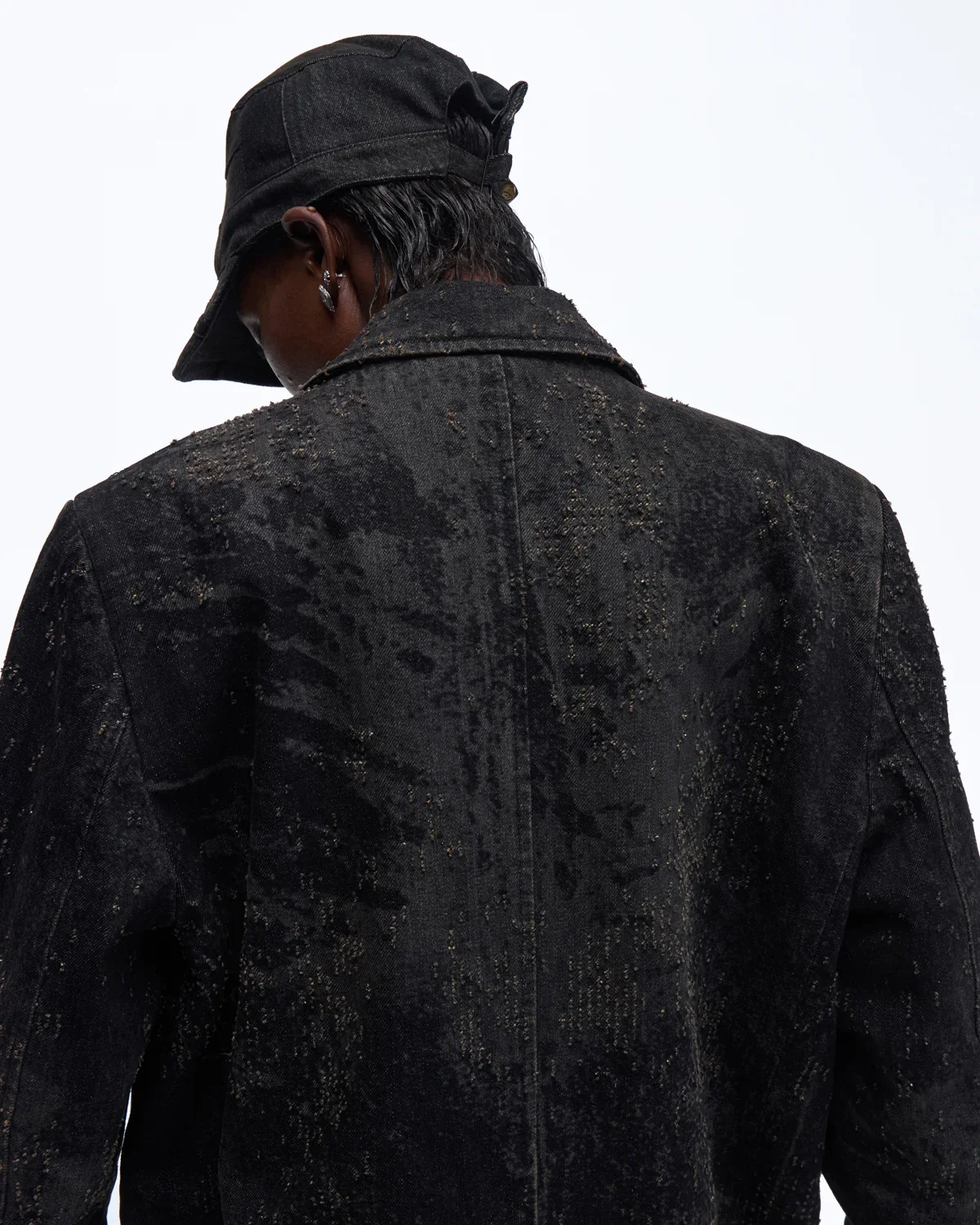 Personsoul Black Laser-Distressed Denim Blazer - Image 4