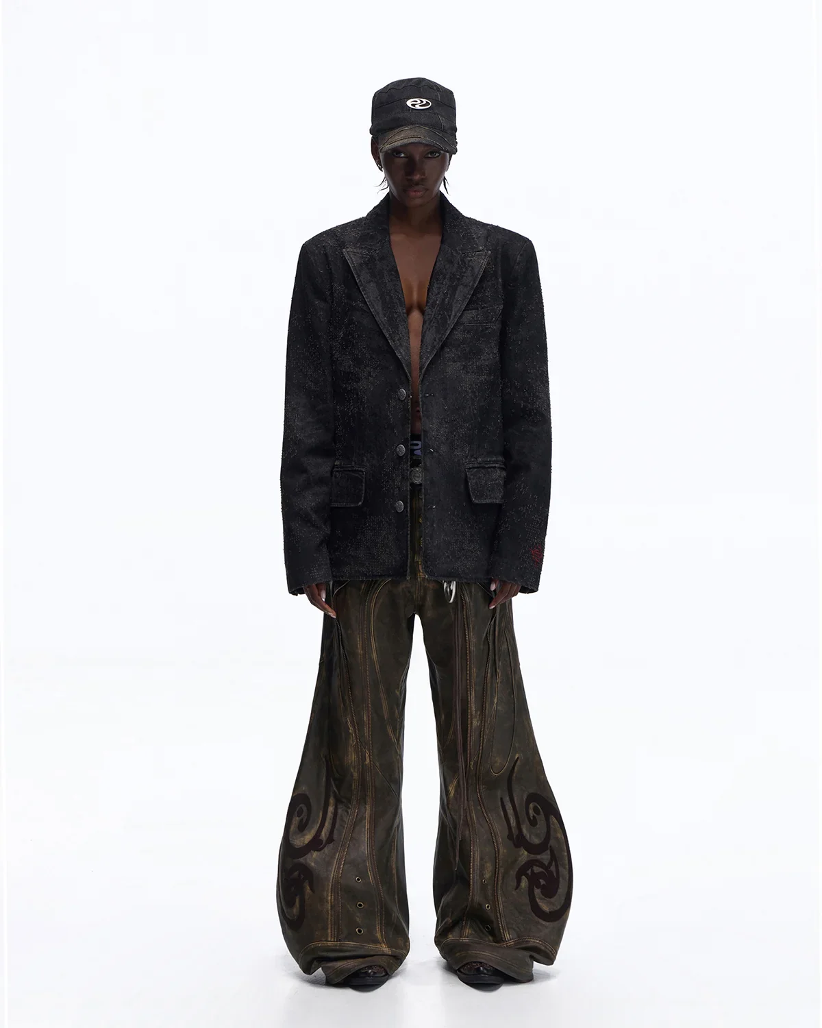 Personsoul Black Laser-Distressed Denim Blazer - Image 7