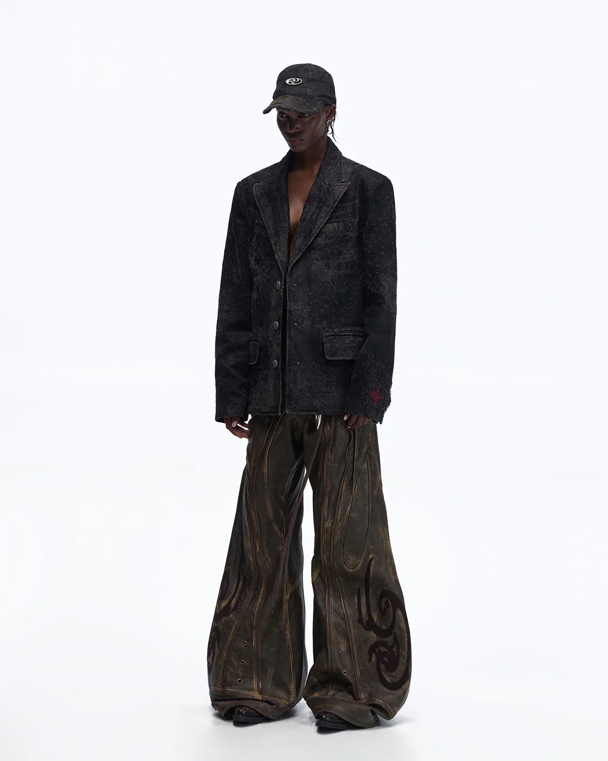Personsoul Black Laser-Distressed Denim Blazer - Image 8