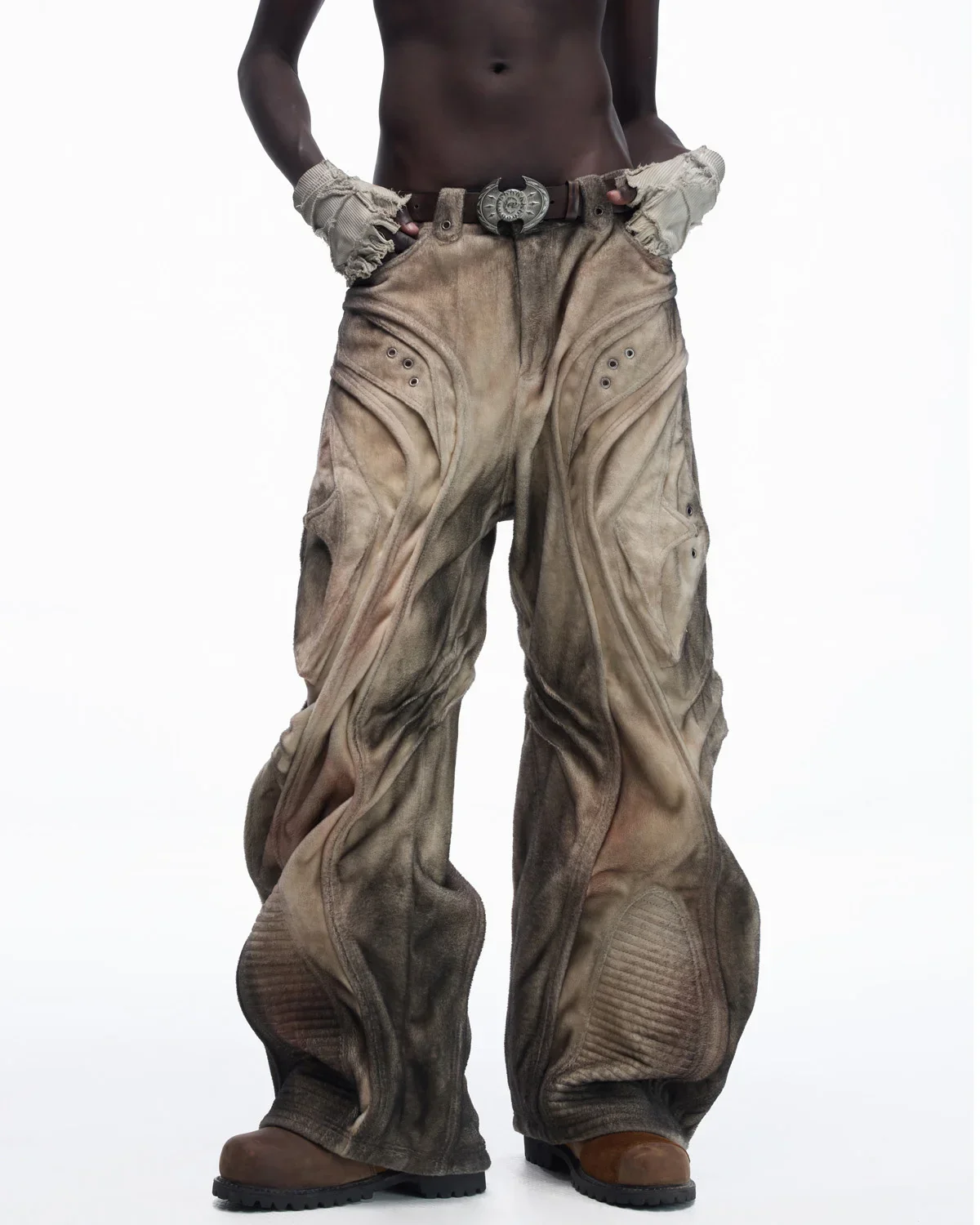 Personsoul Brushed Aged Curved Denim Jeans - Image 4