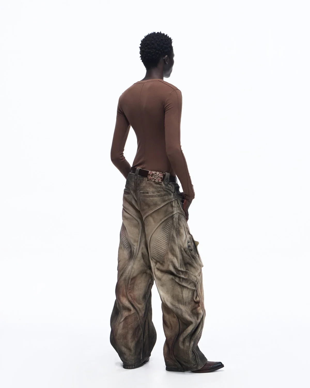 Personsoul Brushed Aged Curved Denim Jeans - Image 9