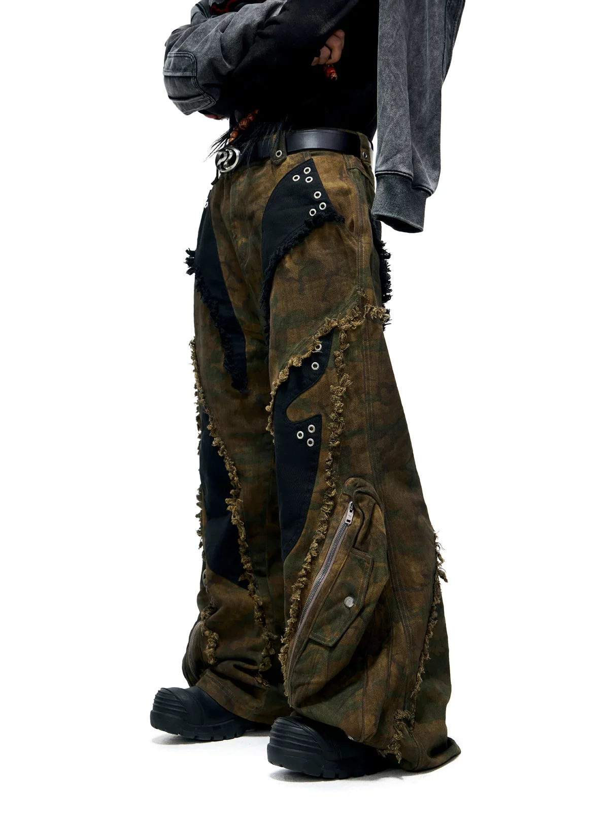 Personsoul Camo Patchwork Bootcut Jeans - Image 2