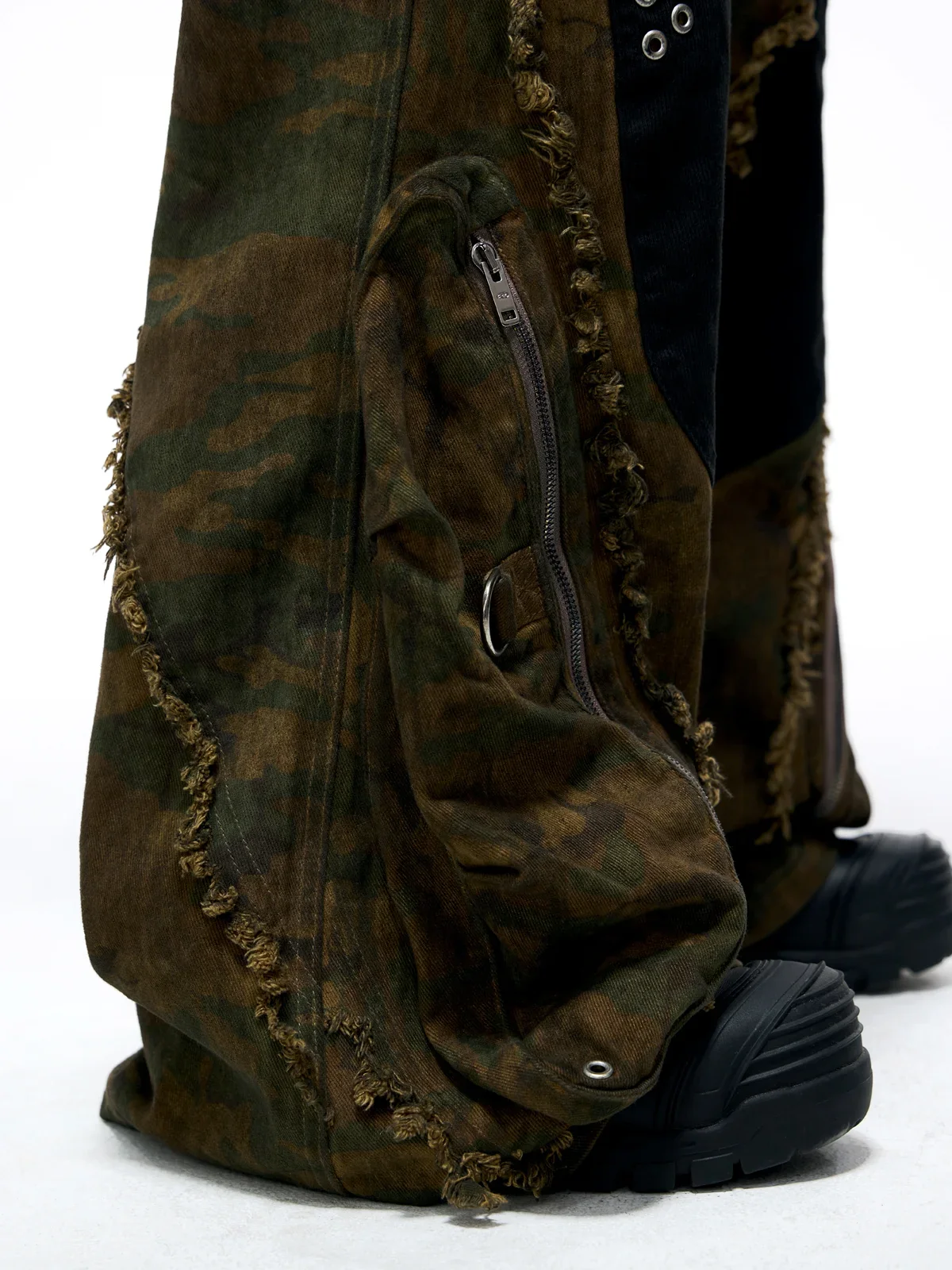 Personsoul Camo Patchwork Bootcut Jeans - Image 6