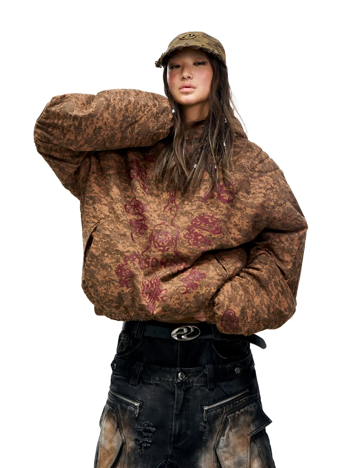 Personsoul Camouflage Totem Cotton Hoodie - Image 3
