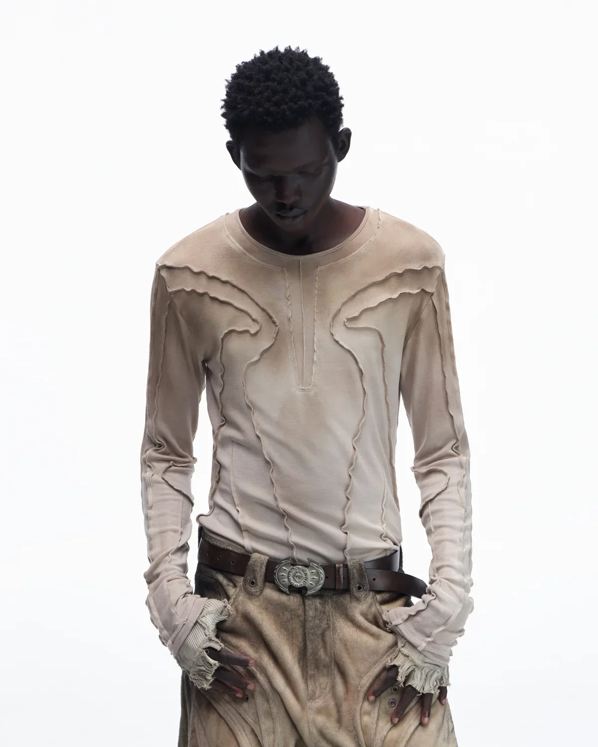 Personsoul Contrast Stitch Long Sleeve Top - Image 4