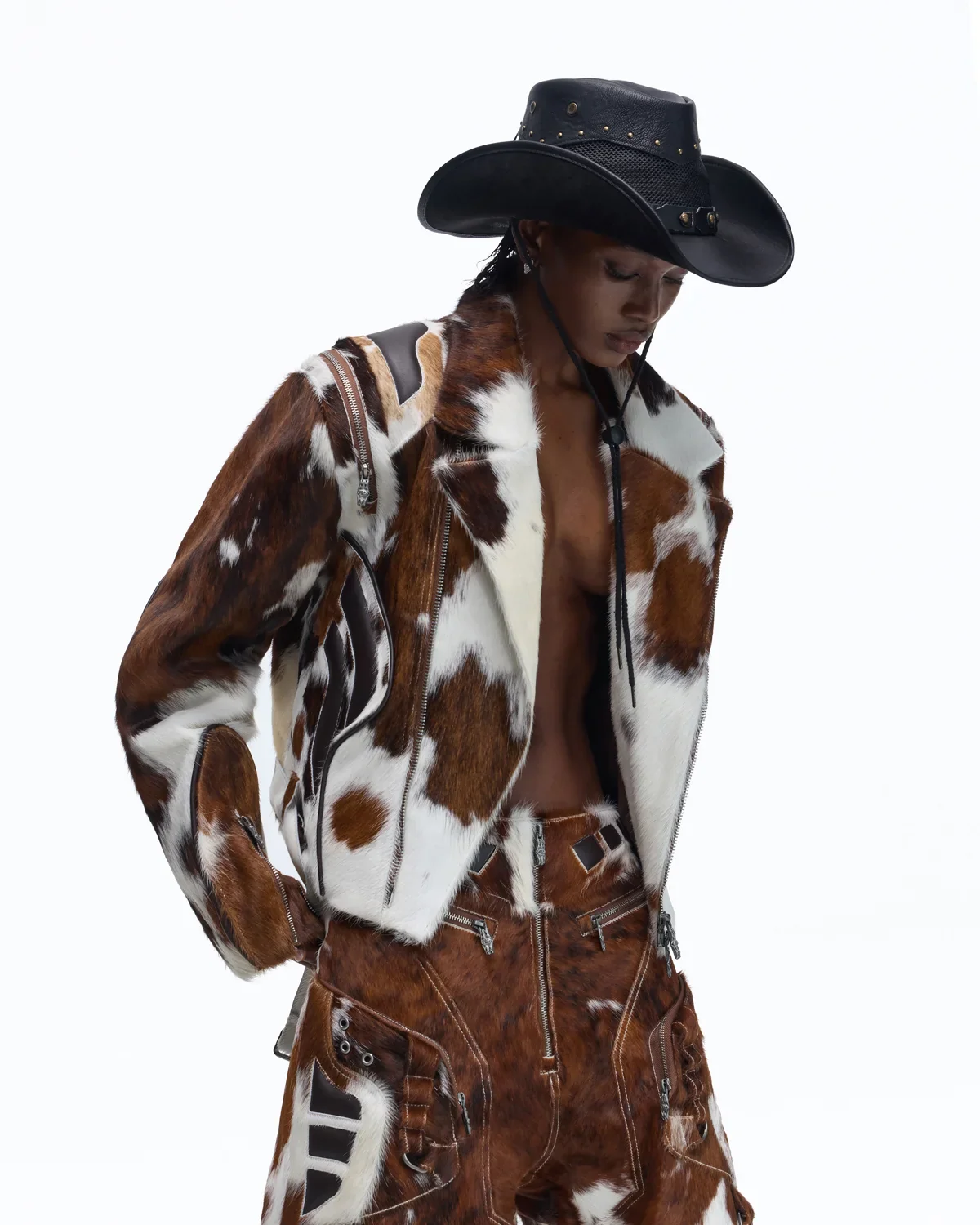 Personsoul Cowhide-Print Vintage Biker Leather Jacket(Limited 100 pieces) - Image 4