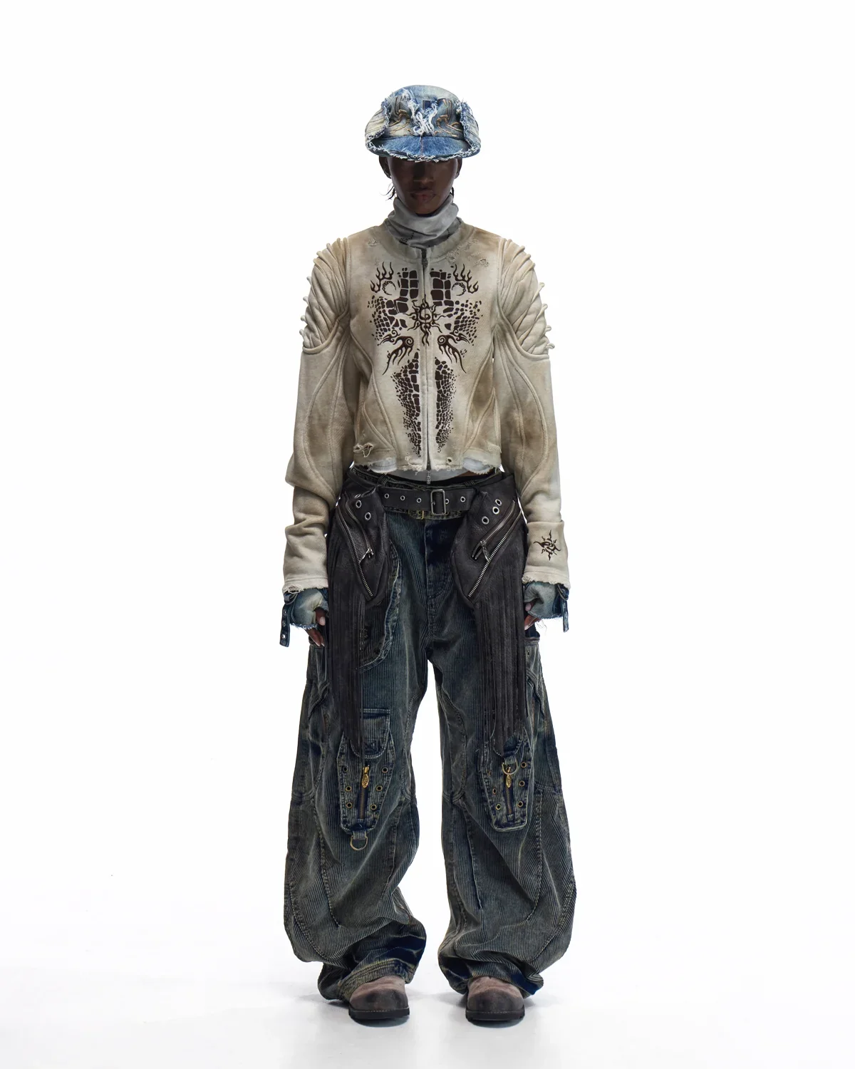 Personsoul Crocodile-print Slim-fit Cropped Jacket - Image 7