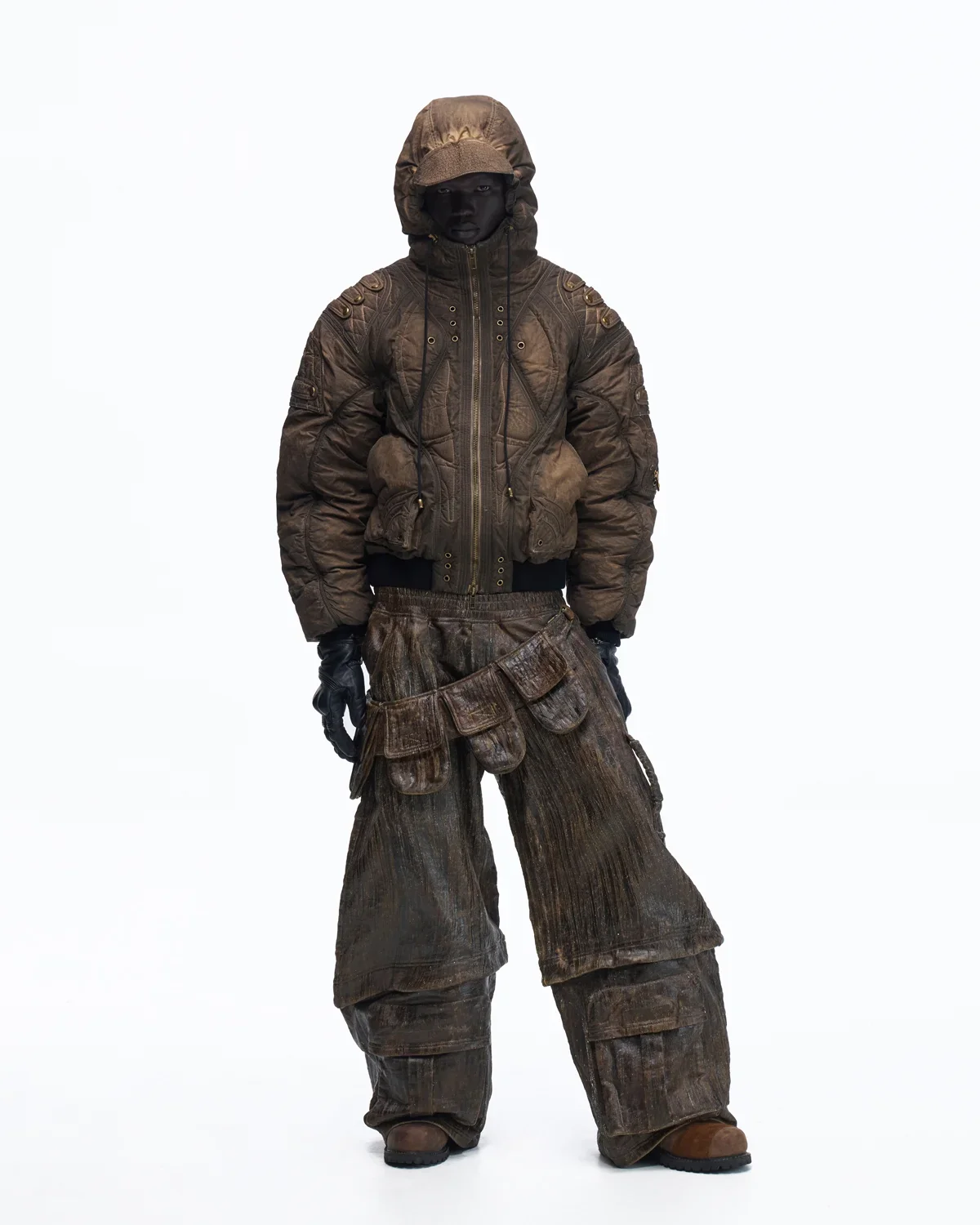 Personsoul Dark Brown Insulated Hooded Coat - Image 11