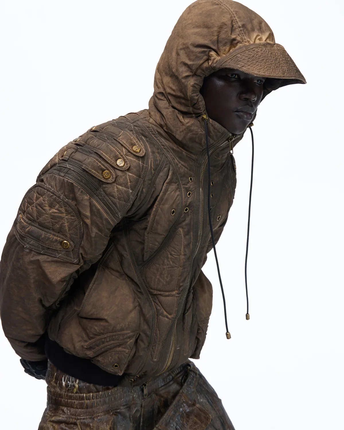 Personsoul Dark Brown Insulated Hooded Coat - Image 4