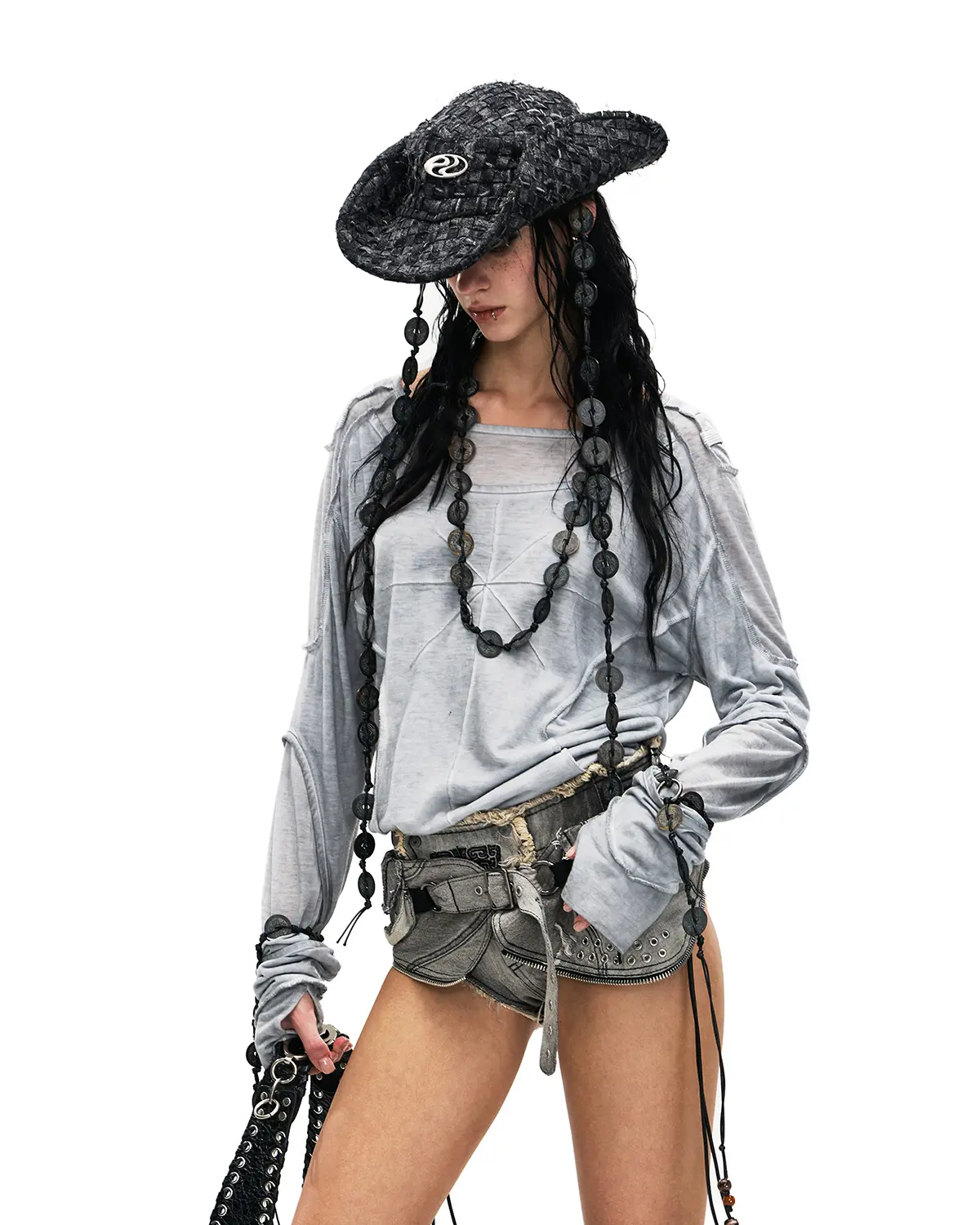 Personsoul Deconstructed Faux-Layer Long-Sleeve T-Shirt Gray - Image 4