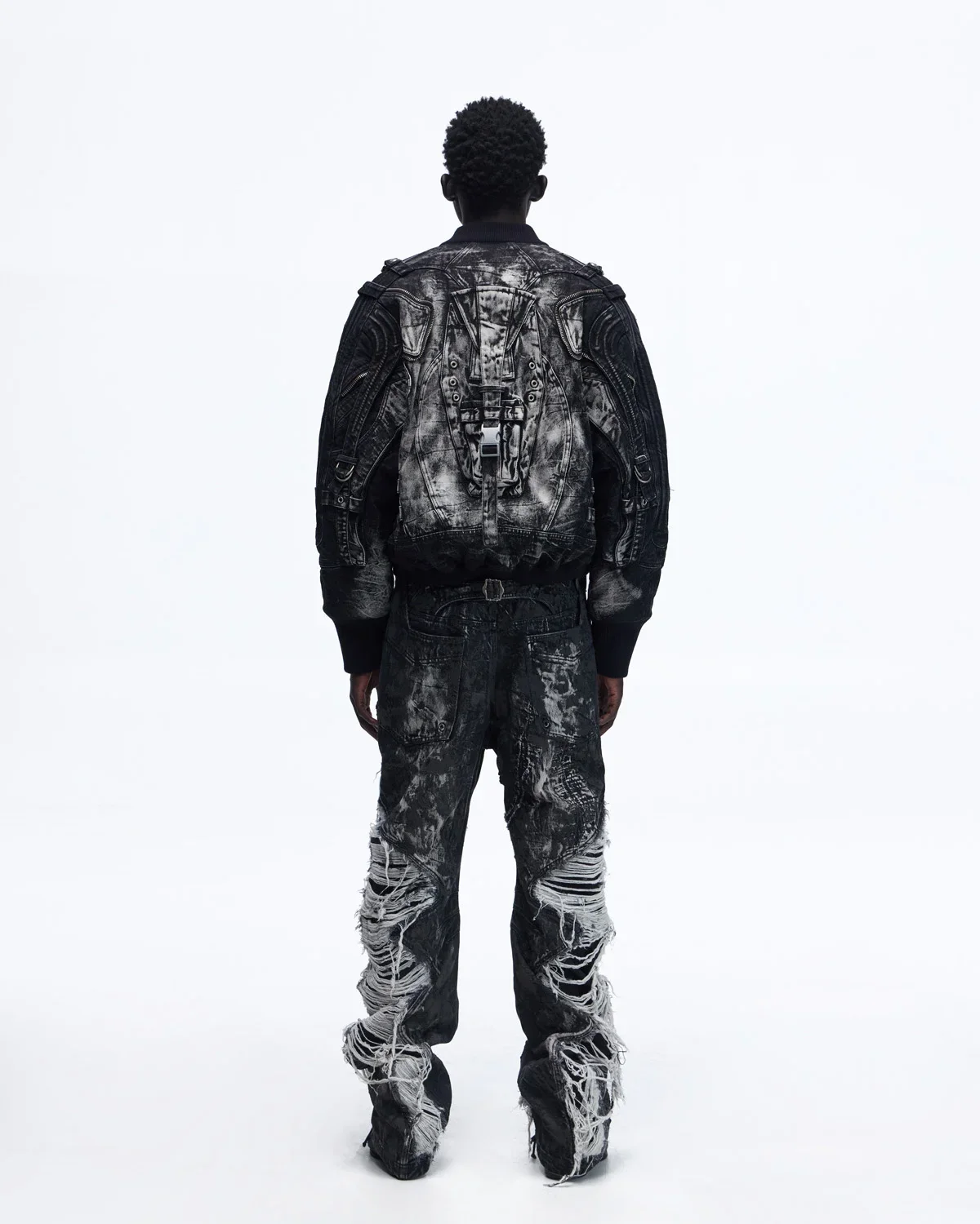 Personsoul Deconstructed & Washed Denim Utility Jacket - Image 10
