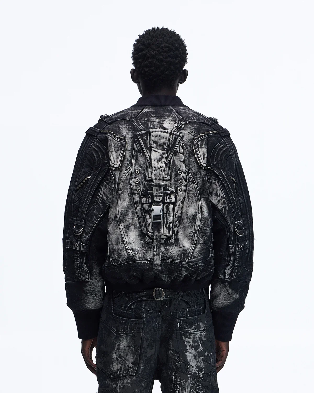 Personsoul Deconstructed & Washed Denim Utility Jacket - Image 3