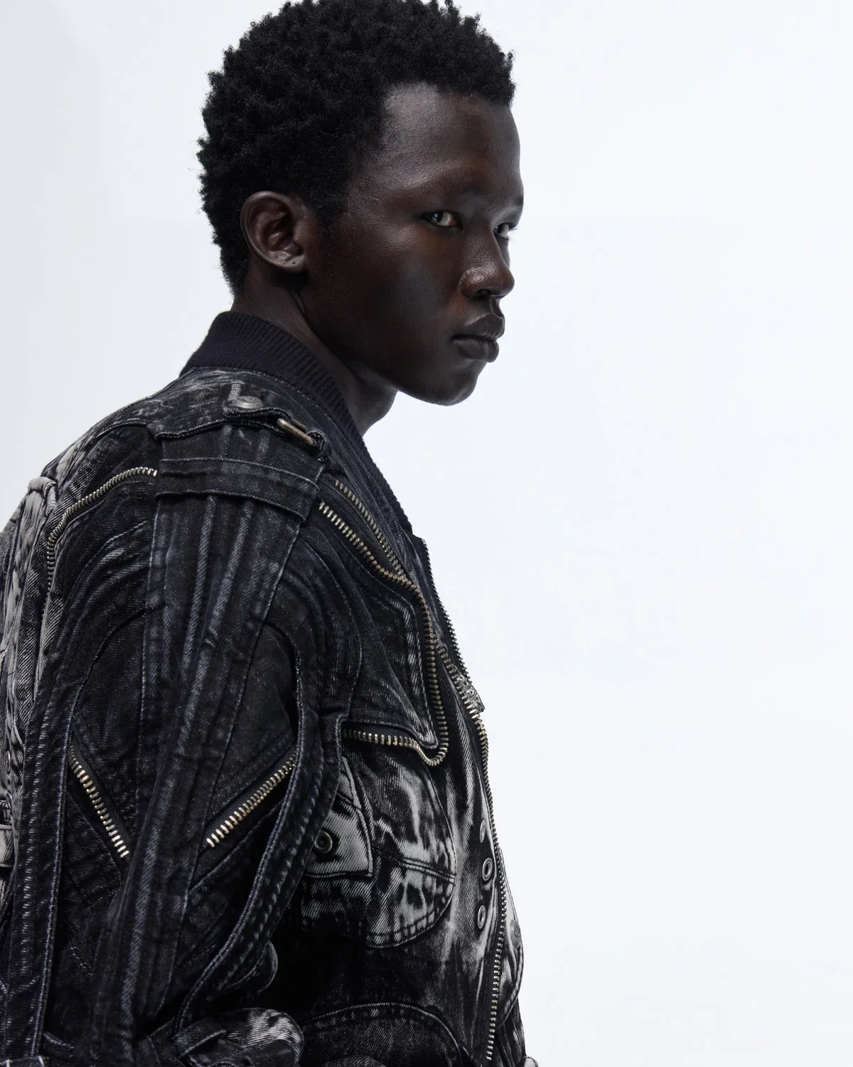 Personsoul Deconstructed & Washed Denim Utility Jacket - Image 5