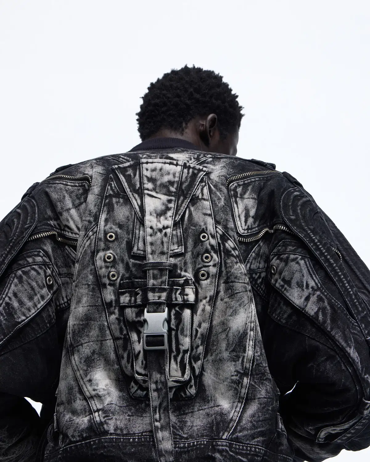 Personsoul Deconstructed & Washed Denim Utility Jacket - Image 6