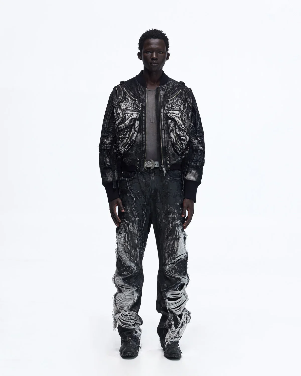 Personsoul Deconstructed & Washed Denim Utility Jacket - Image 8