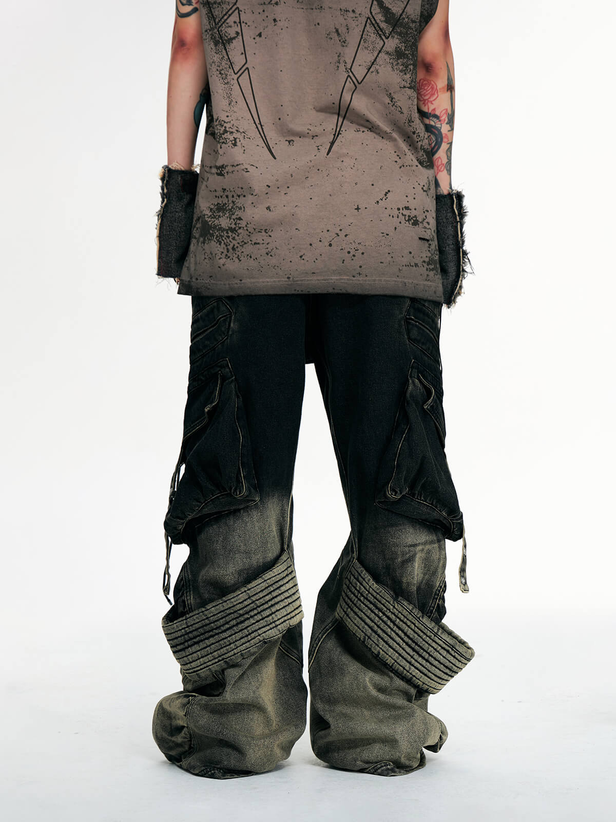 Personsoul Desert Distressed Denim Cargo Pants - Image 10