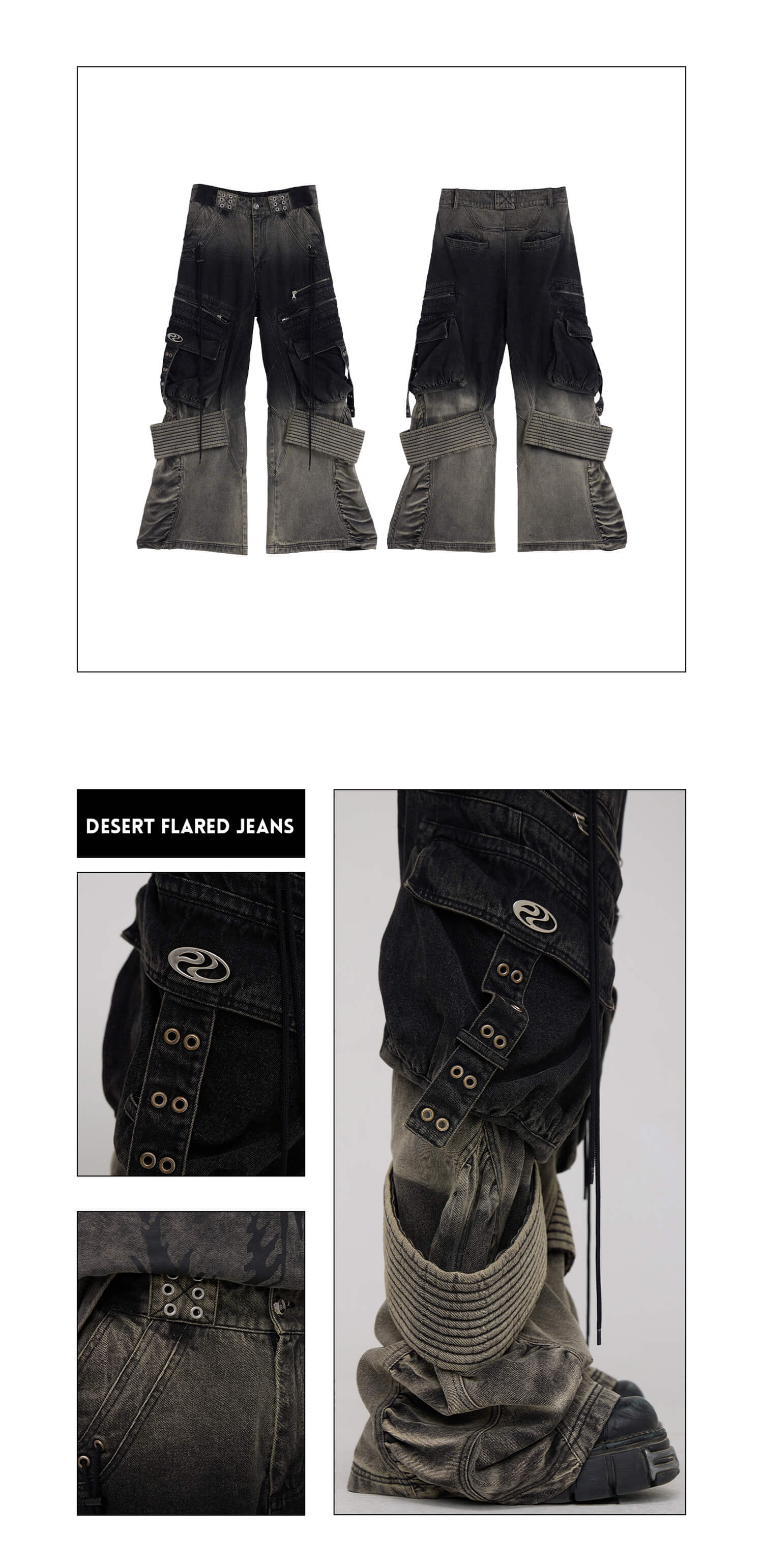 Personsoul Desert Distressed Denim Cargo Pants - Image 12