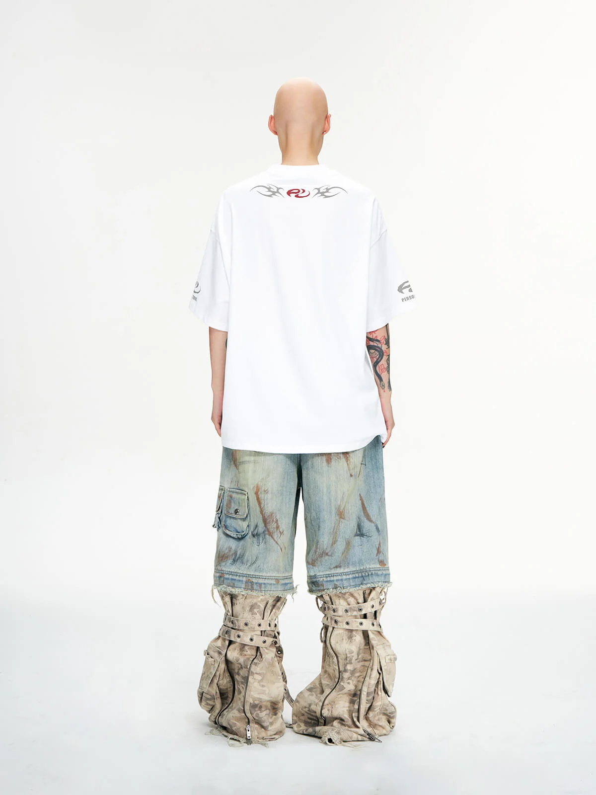 Personsoul Detachable Paneled Camo Baggy Jeans - Image 11