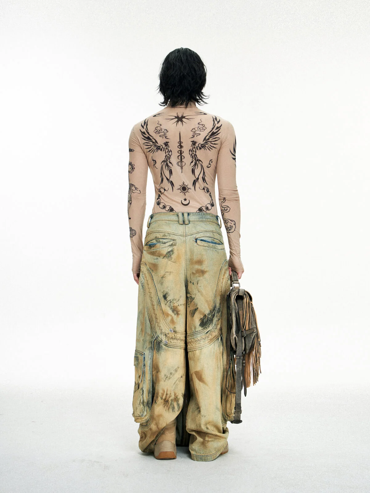 Personsoul Dirty Distressed Apricot Gaucho Pants - Image 8