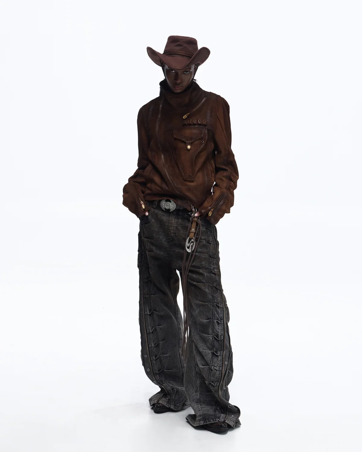 Personsoul Distressed Croc-Embossed Suede Short Jacket(Limited 100 pieces) - Image 12
