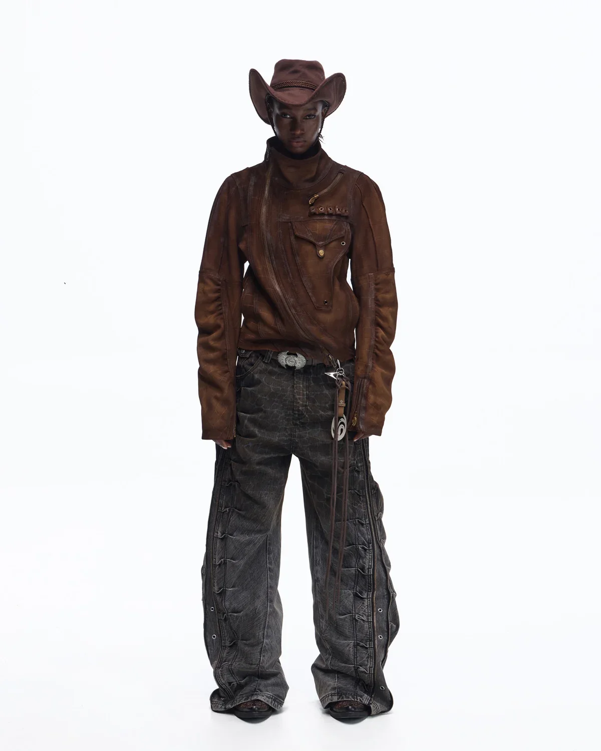 Personsoul Distressed Croc-Embossed Suede Short Jacket(Limited 100 pieces) - Image 7