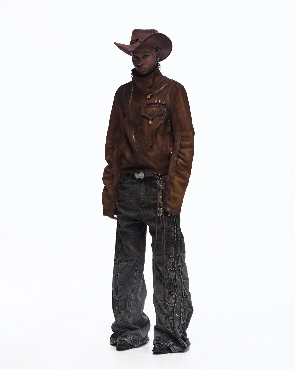 Personsoul Distressed Croc-Embossed Suede Short Jacket(Limited 100 pieces) - Image 8