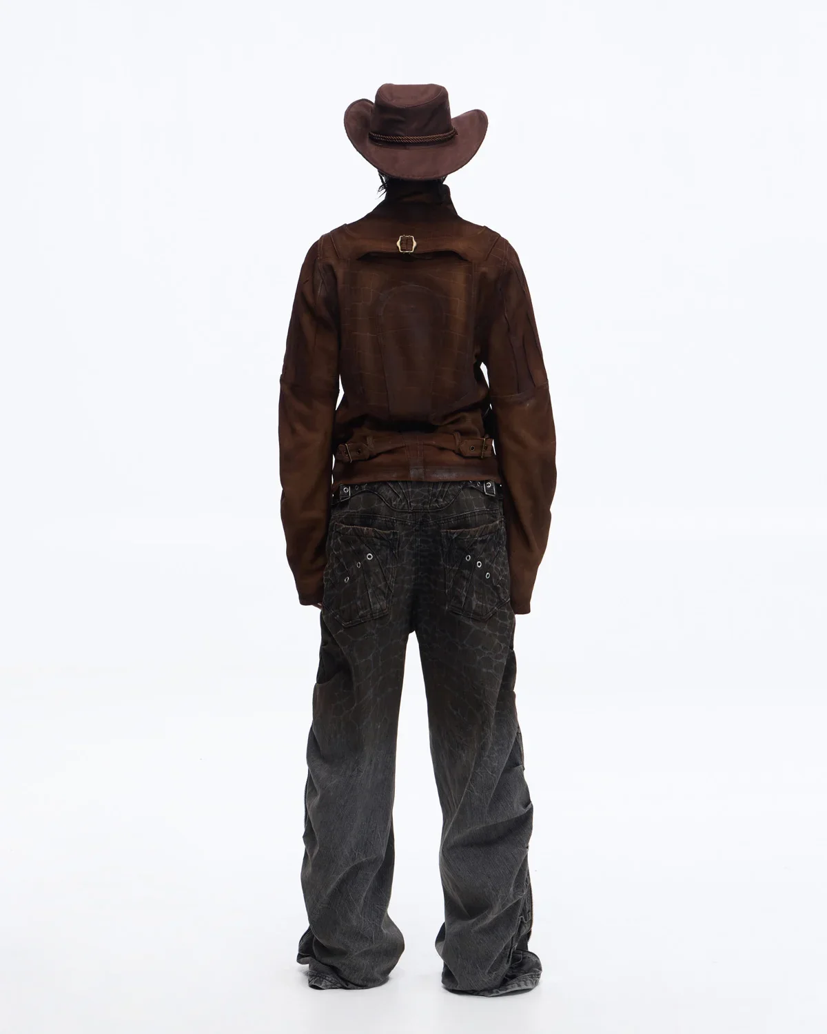 Personsoul Distressed Croc-Embossed Suede Short Jacket(Limited 100 pieces) - Image 9