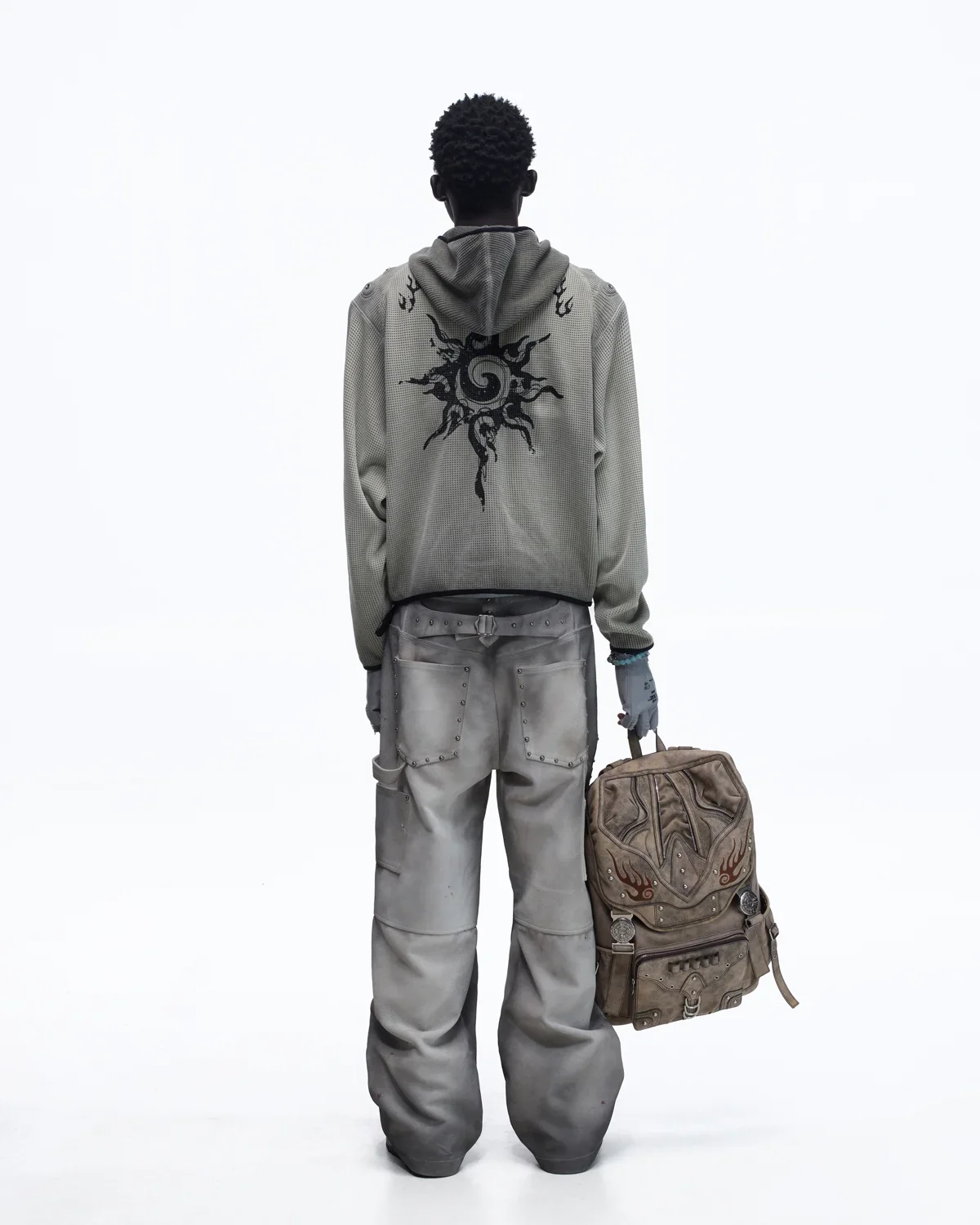 Personsoul Distressed Nubuck & Cowhide with Mushroom Studs Pants(Limited  100 pieces) - Image 11