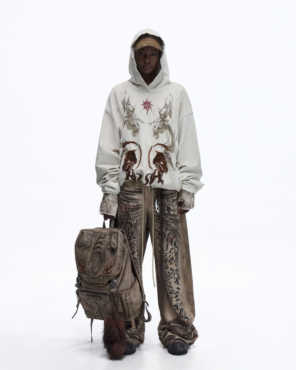 Personsoul Distressed Tiger-Pattern Totem Sweatpants - Image 7