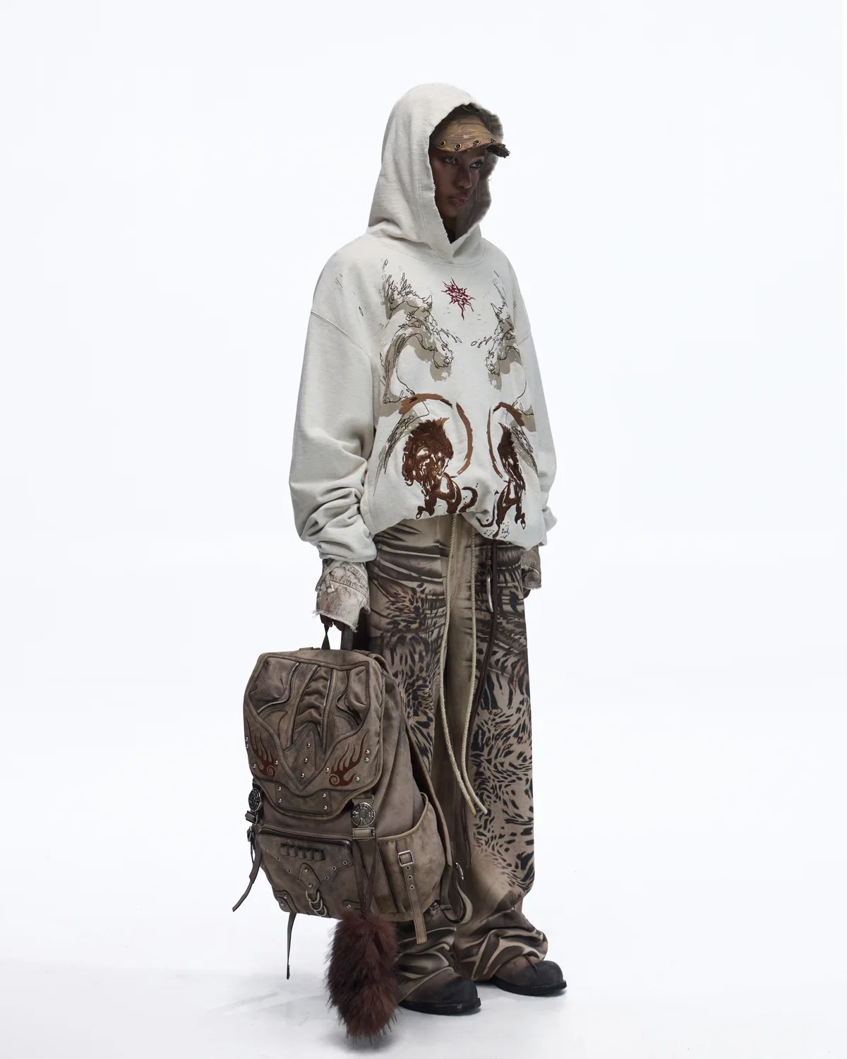 Personsoul Distressed Tiger-Pattern Totem Sweatpants - Image 8