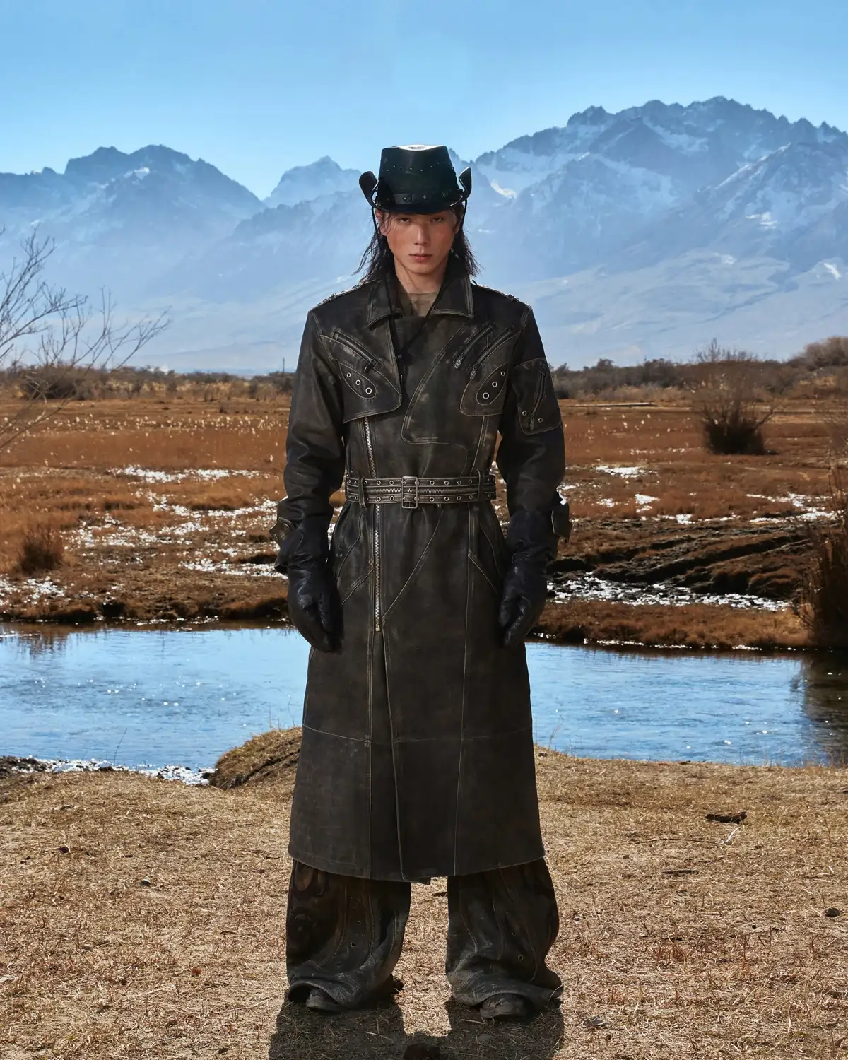 Personsoul Distressed Top-Grain Calf Leather Long Jacket(Limited  100 pieces)