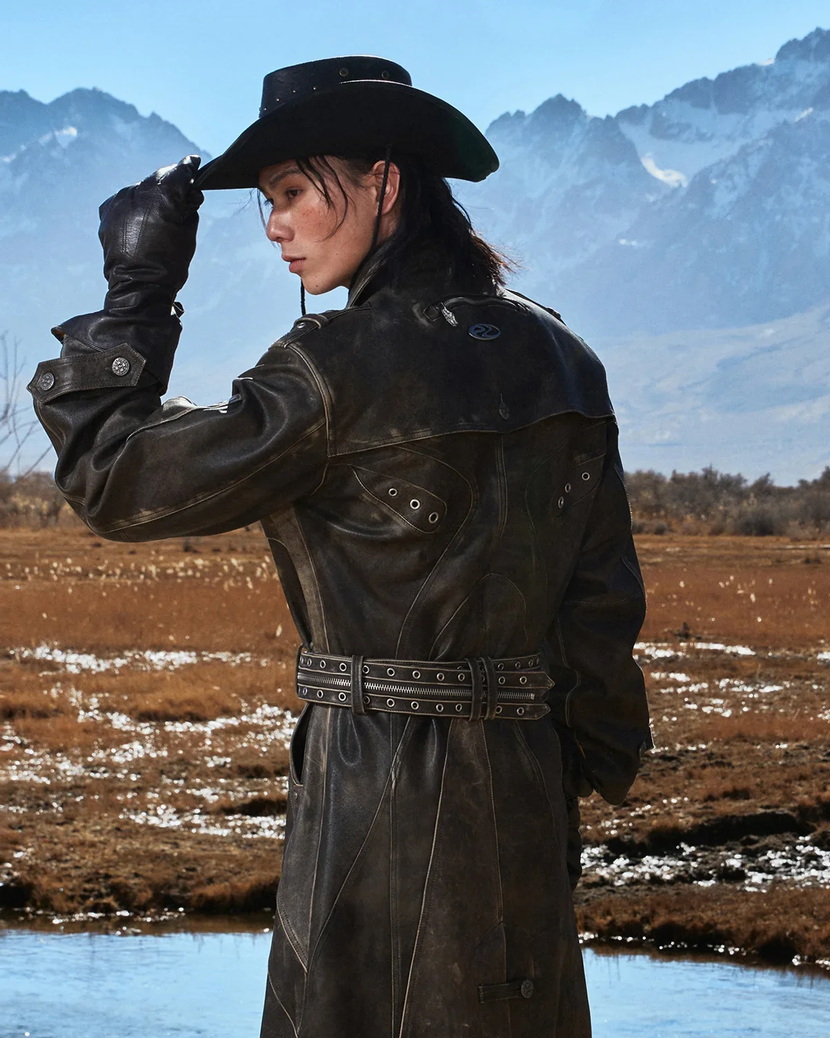 Personsoul Distressed Top-Grain Calf Leather Long Jacket(Limited  100 pieces) - Image 4