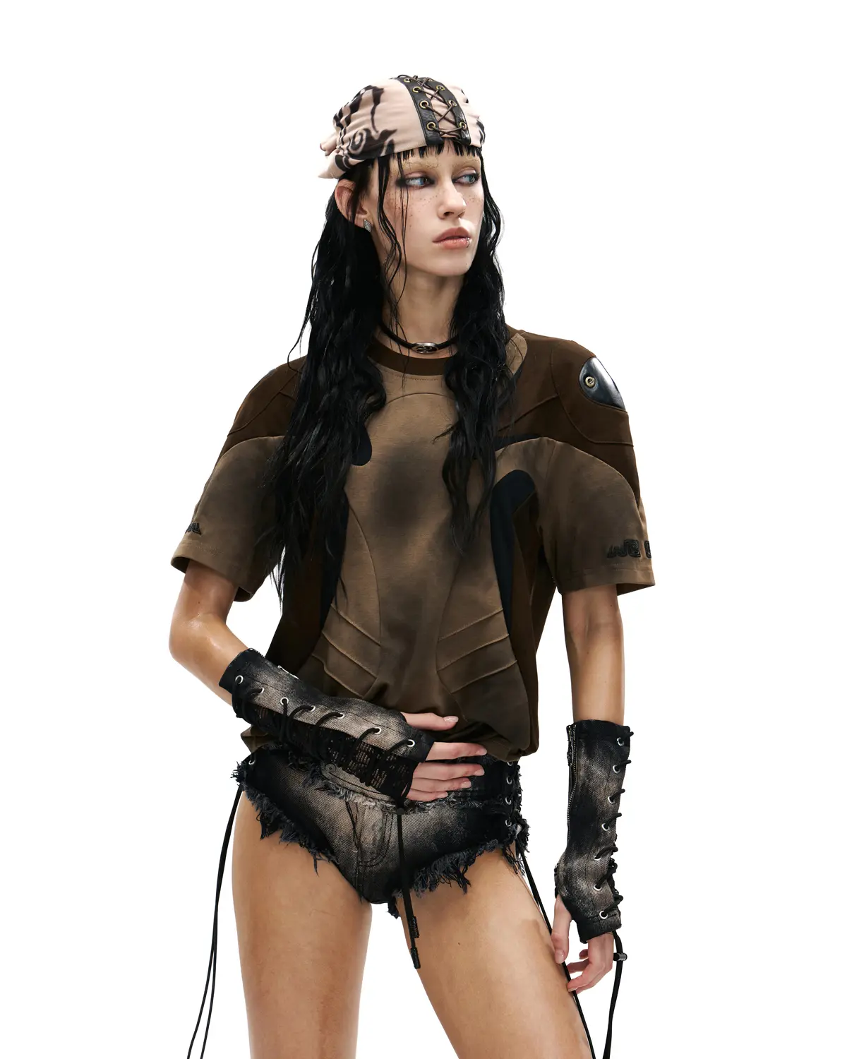 Personsoul Embroidered Mythical Beast Motif Bikini Bottom Black - Image 3